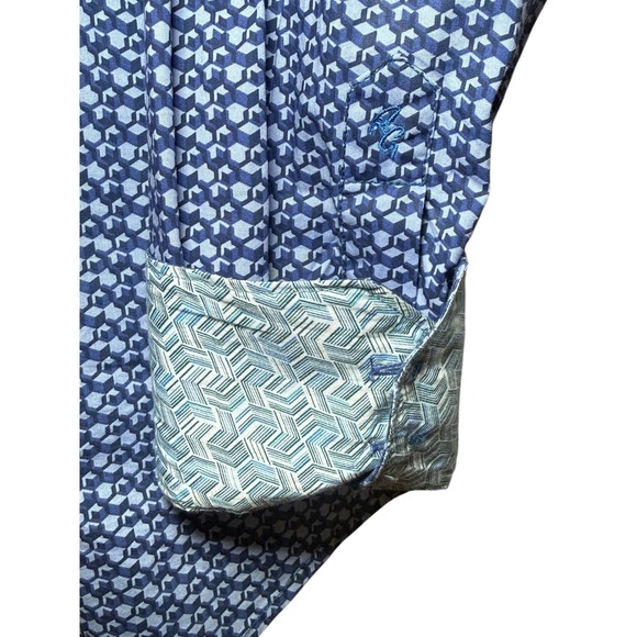 Robert Graham Mens L Classic Fit Shirt Blue Geometric Button Down Long Sleeve - Picture 7 of 10